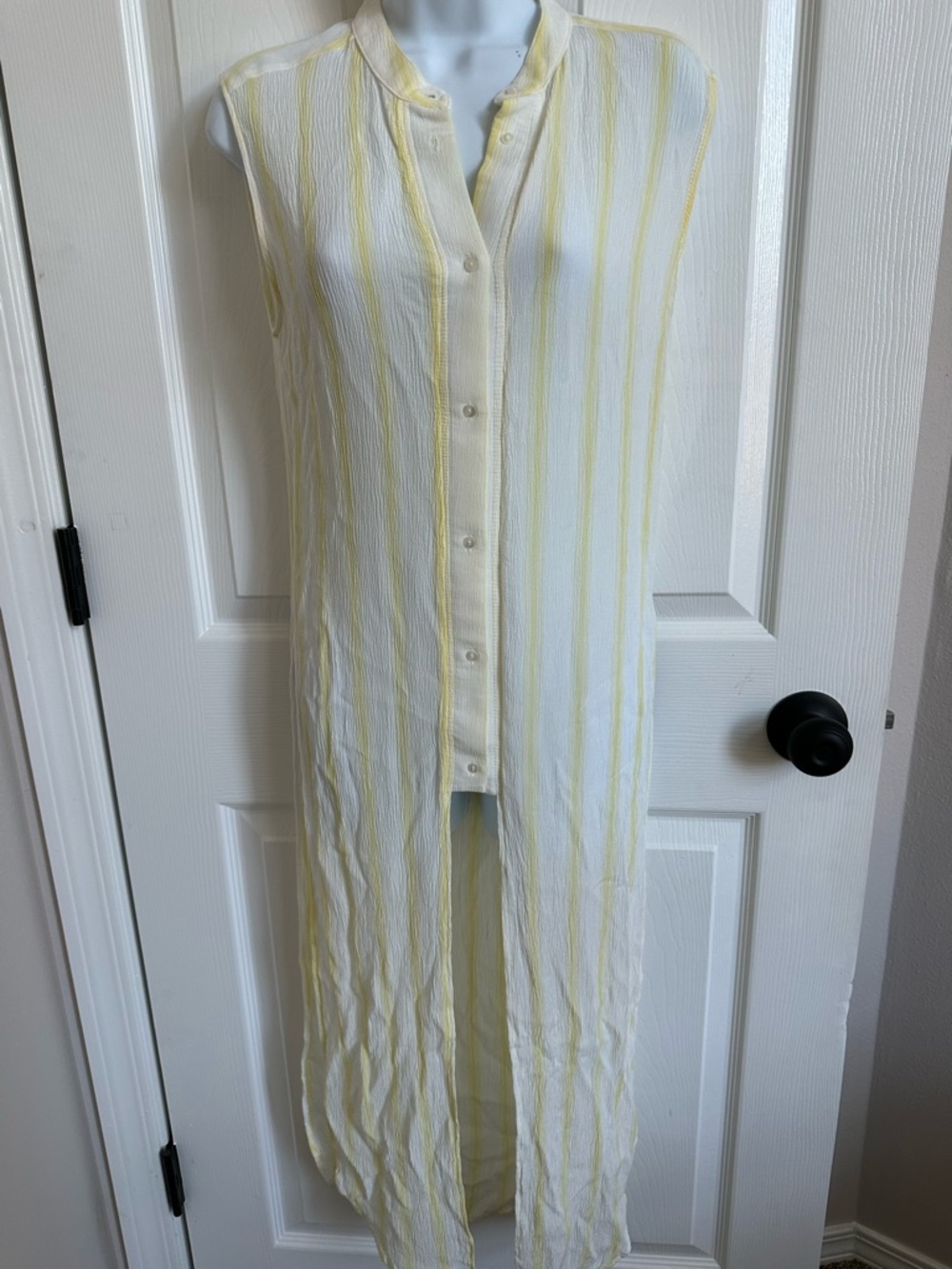 Mango Sleeveless Stripe Tunic in White and Yellow